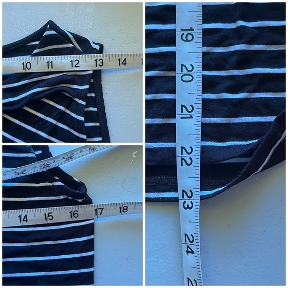 Vince Camuto, women’s black and white stripe keyhole pull over sleeveless top M - Picture 5 of 8